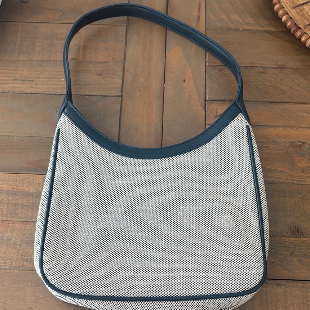 Elegant Navy and White Women's Shoulder Bag - Picture 1 of 2